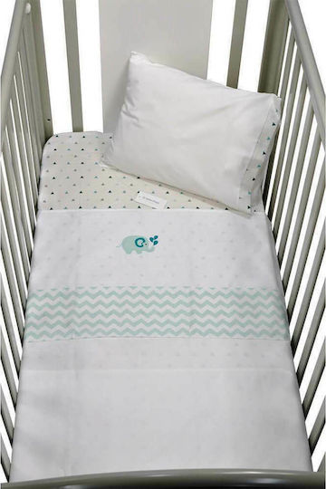 Bebe Stars Baby Sheets Set Fitted Elephant Light Blue 110x160cm