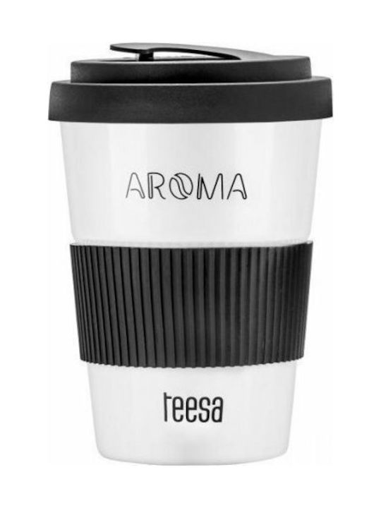 Teesa Porcelain Cup with Lid White 350ml