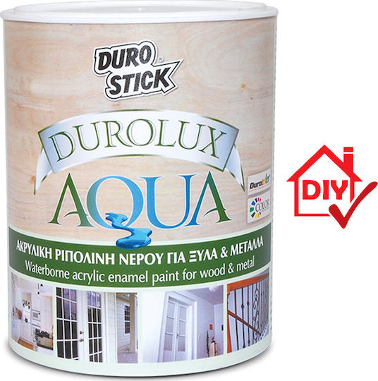 Durostick Ακρυλικό Ριπολίνη Νερού Durolux Aqua 0.75lt Λευκό Σατινέ