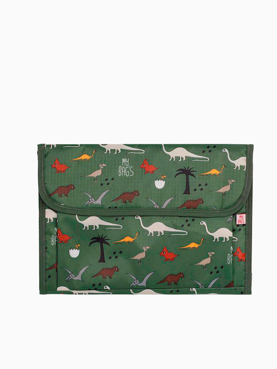 My Bag's Portable Changing Pad Dinos of Fabric Green 22x32cm