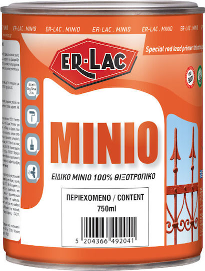 ER-LAC Minio Αντισκωριακό Αστάρι Μεταλλικών Επιφανειών Suitable for Metal 2.5lt