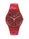 Swatch Camouflash Watch with Red Rubber Strap