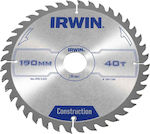 Irwin Hand-Held Construction Disc de tăiere Lemn cu 40 Dinti 190mm 1897200