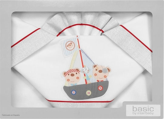 Interbaby Pirata Baby Sheets Set Crib Cotton White 115x175cm 3pcs