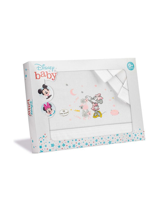 Interbaby Minnie Seturi de cearșafuri pentru bebeluși Pentru Patut Bumbac cu Cauciuc Albe 80x140buc 3buc