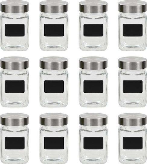 vidaXL Σετ 12τμχ Βάζα Γενικής Χρήσης με Καπάκι Γυάλινο Διάφανο 300ml 12τμχ