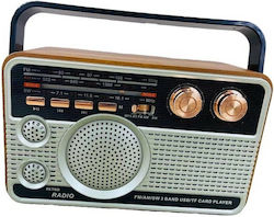 KEMAI MD-506BT Retro Radio portabil Reîncărcabil cu Bluetooth și USB Maro