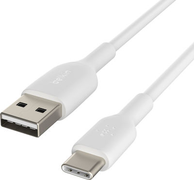 Belkin Regular USB 2.0 Cable USB-C male - USB-A male Λευκό 2m (CAB001bt2MWH)