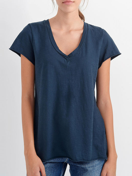 Attrattivo Damen T-Shirt mit V-Ausschnitt Blau