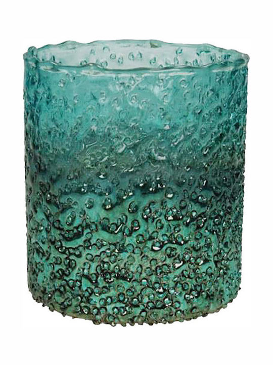 Zaros Candle Holder suitable for Tealights Glass in Blue Color 12x12x13cm 1pcs