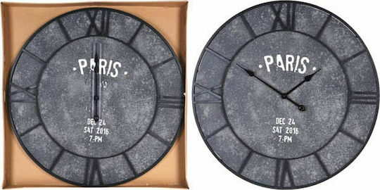 JK Home Decoration Paris 75x74x4cm Ceas de Perete Metalic Gri 75x74cm