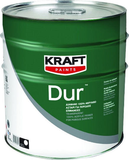 Kraft Dur 100% Ακρυλικό Διάφανο Αστάρι για Πορώδεις Επιφάνειες Suitable for Plasterboard / Construction Materials / Masonry 5lt