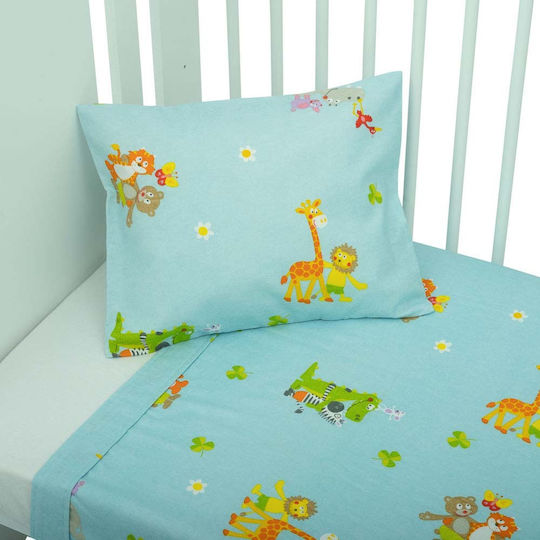 Mother Baby Baby Sheets Set Crib Flannel Fitted Light Blue 70x140cm 3pcs