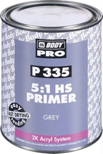 HB Body P335 5:1 HS Filling Primer Грунд Акрилен грунд за запълване Сив Подходящ за Метал / Пластмаса - PVC 1лт