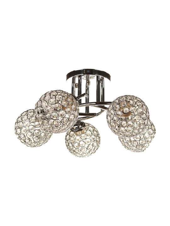 Keskor Modern Ceiling Light with Socket E27 with Crystals 48pcs Silver