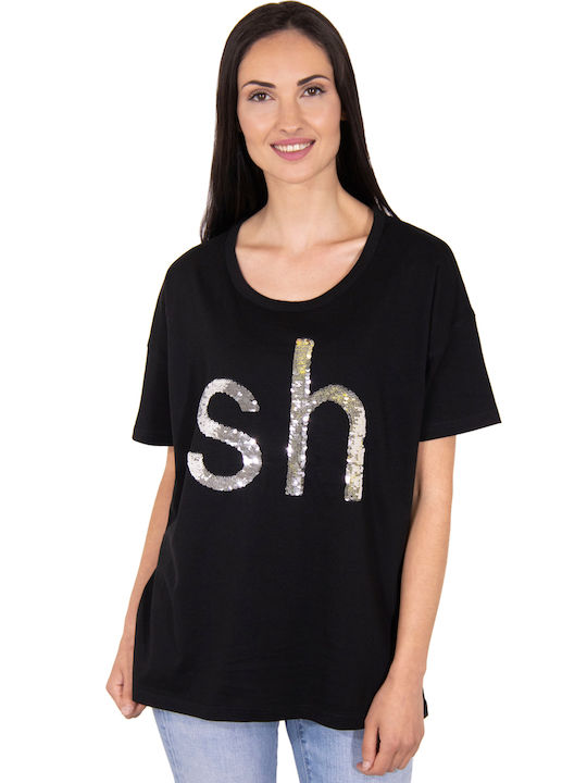 SILVIAN HEACH 'AXONGO' TOP WOMEN'S ME REVERSIBLE BIRDS SHP20284-BLACK (BLACK)