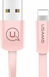 Usams Flat USB to Lightning Cable Ροζ 1.2m (SJ199IP05)
