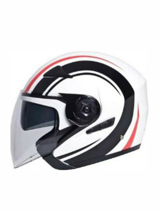 Faseed FSD 708 Black/Red/White Κράνος Μηχανής Jet 1280gr με Sunvisor