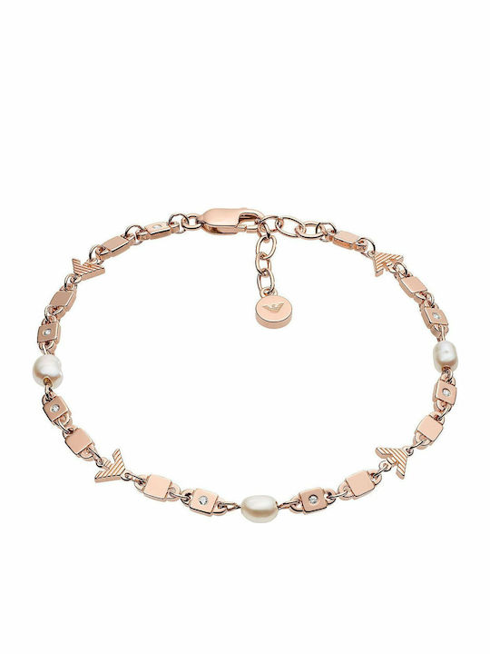 Emporio Armani Bracelet made of Steel Gold Plated with Pearls