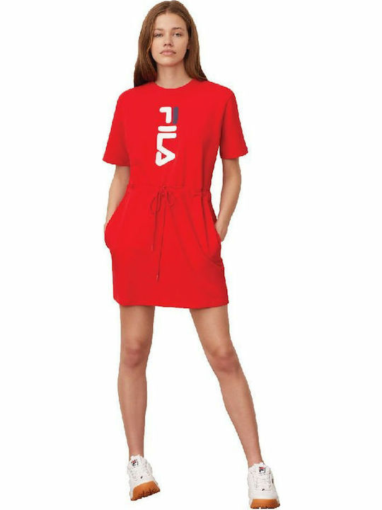 Fila Oribe Mini Κοντομάνικο Αθλητικό Φόρεμα Κόκκινο