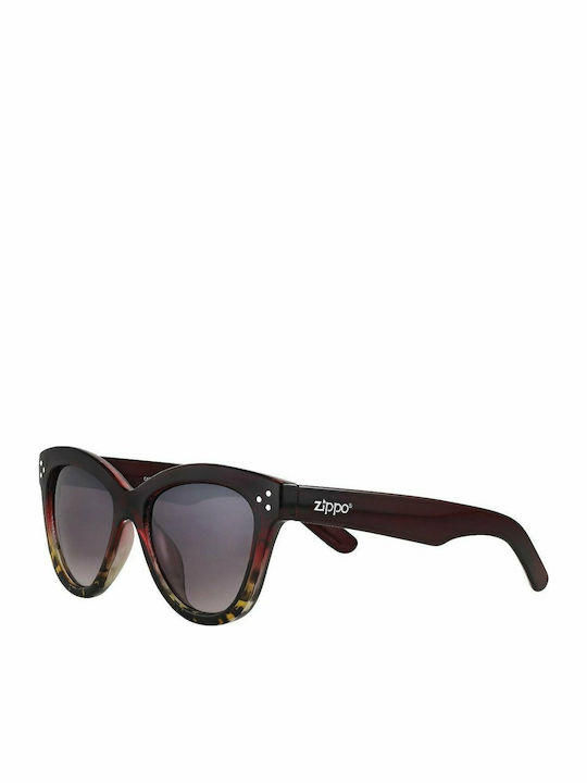 Zippo Men's Sunglasses with Burgundy Plastic Frame and Brown Polarized Lens OB85-02