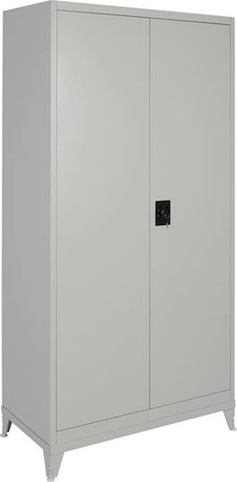Double-Leaf Metallic Galvanized Cabinet with Locking Capability with Divider & 3 Shelves 100x45x191 cm