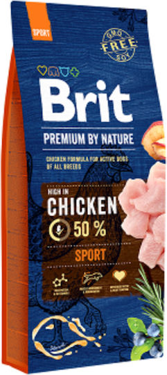 Brit Premium by Nature Sport 15kg Dry Food for Adult Dogs with Chicken and Vegetables
