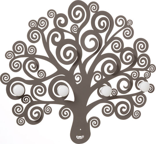 Arti E Mestieri Стенна Закачалка Albero Метална 4 Места Сива 70x60см