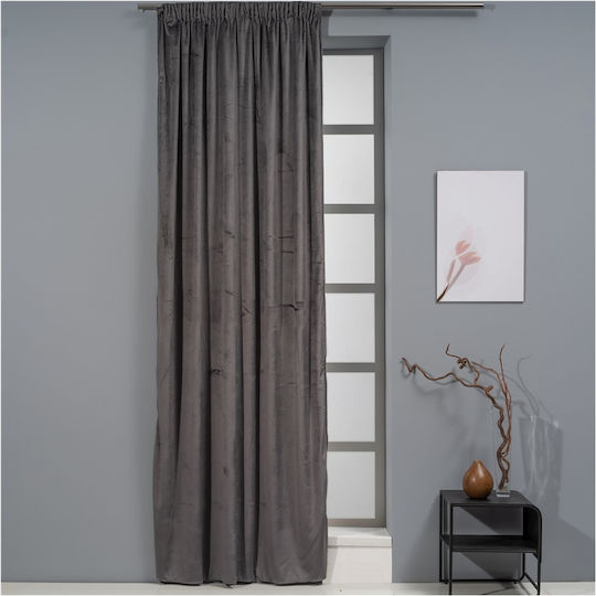 Artisti Italiani Perdea Cu Coafură Velour Gri Închis 140x270cm