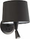 Faro Barcelona Modern Lamp Wall with Socket E27 and Switch Black 21.5x17.5cm