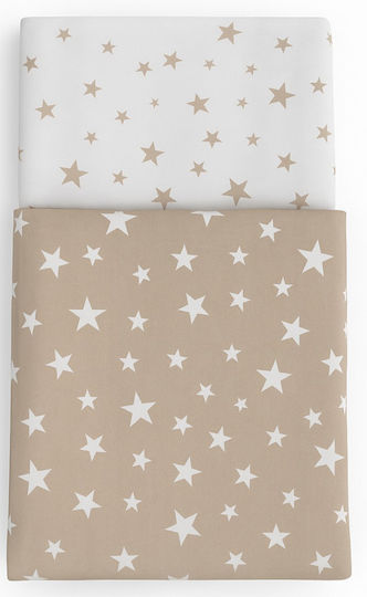 Beboulino Kinderbettlaken Set Einzeln Sterne Beiges 100x210cm