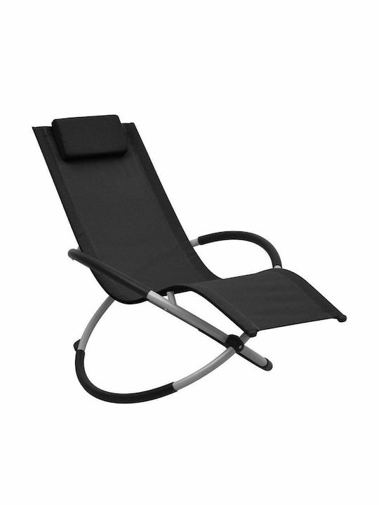 Deckchair Metallic with Textilene Fabric Black 121x60.5x59.5cm.