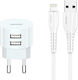 Usams Charger with 2 USB-A Ports and Cable Lightning Whites (T20)