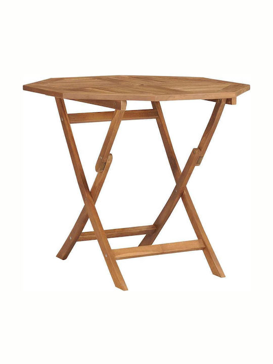 Outdoor Dinner Foldable Wood Table Natural 85x85x76cm