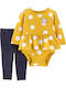Carter's Baby Bodysuit Set Long-Sleeved with Pants Yellow 2pcs