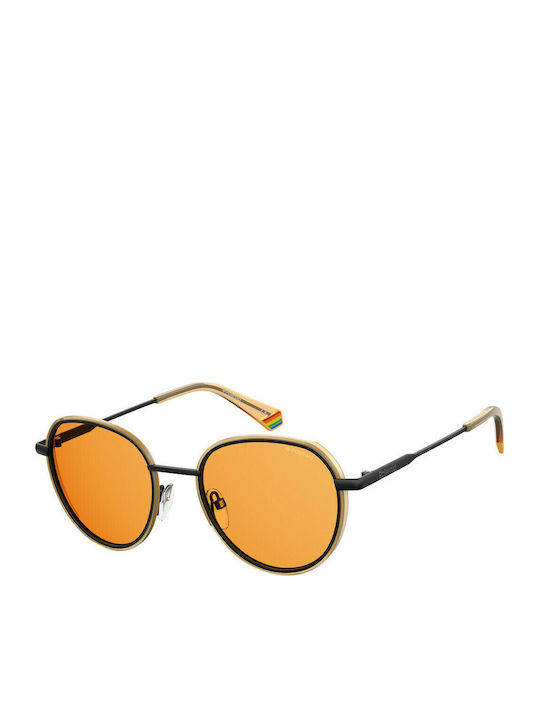 Polaroid Unisex Sunglasses with Black Metal Frame and Orange Polarized Lens PLD6114/S 40G/HE