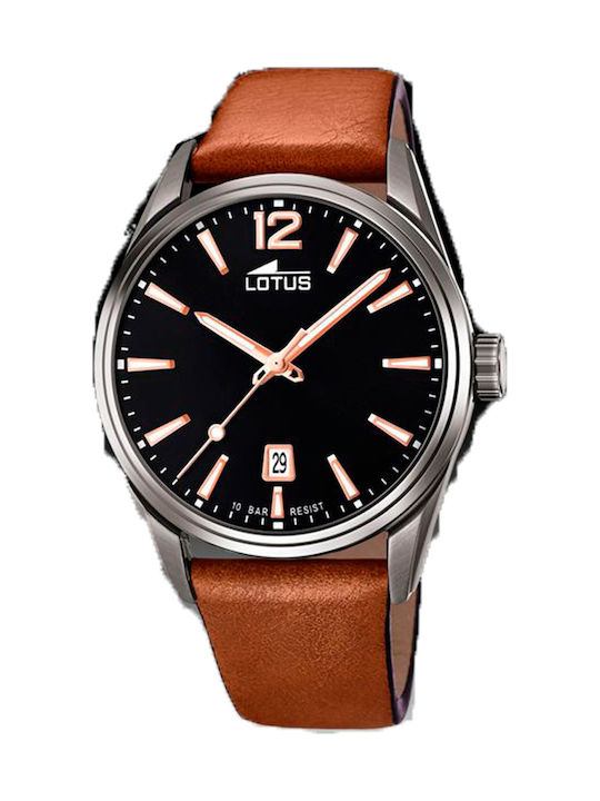 Lotus Watches Men's Watch 42mm Battery with Brown Leather Strap