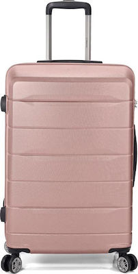 Benzi Cabin Travel Suitcase Hard Pink Gold with 4 Wheels Height 52cm