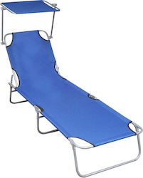 vidaXL Foldable Aluminum Beach Sunbed Blue with Shader 188.5x57.5x27cm