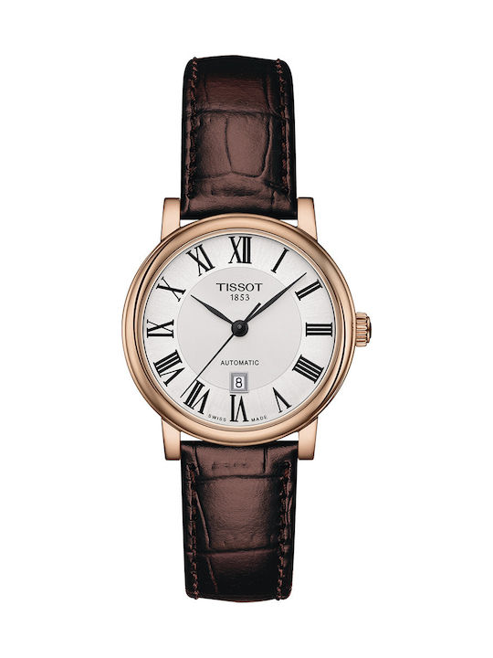 Tissot T-Classic Carson Premium Ceas de Damă Automat cu Maro Curea din Piele
