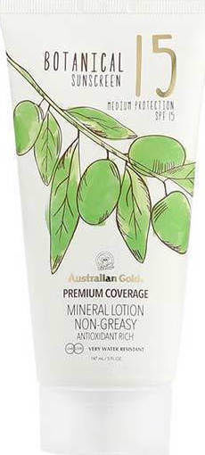 Australian Gold Botanical Mineral Loțiune Antisolară Waterproof pentru Corp SPF15 147ml