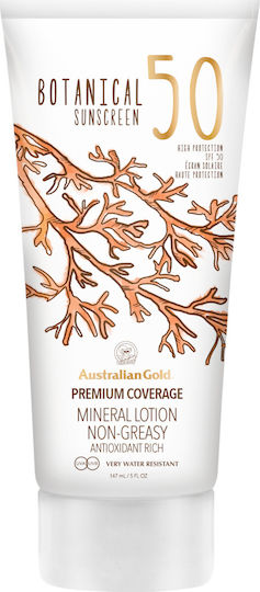 Australian Gold Botanical Mineral Impermeabil Protecție solară Loțiune pentru corp SPF50 147ml