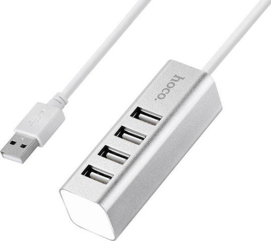 Hoco HB1 USB 2.0 Hub 4 Anschlüsse mit USB-A Verbindung Silber (HOC-HB1-S)