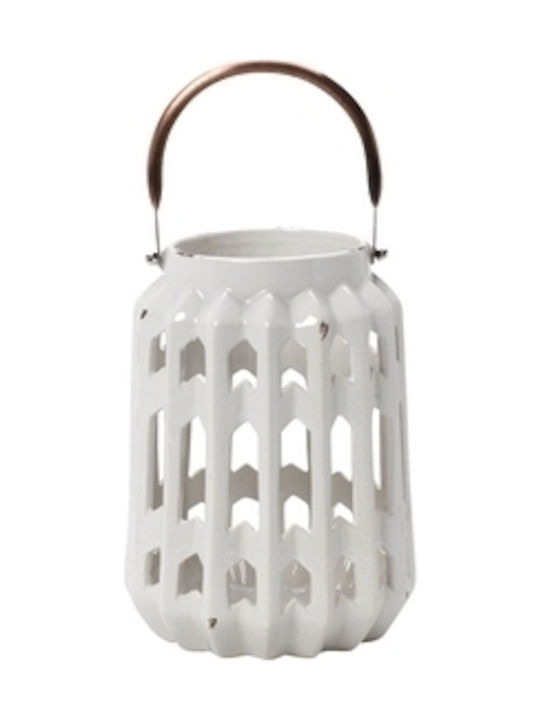 Espiel Lantern Ceramic Tabletop White 20εκ. 1pcs