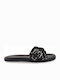 Leather Women's Flat Sandals in Black Color