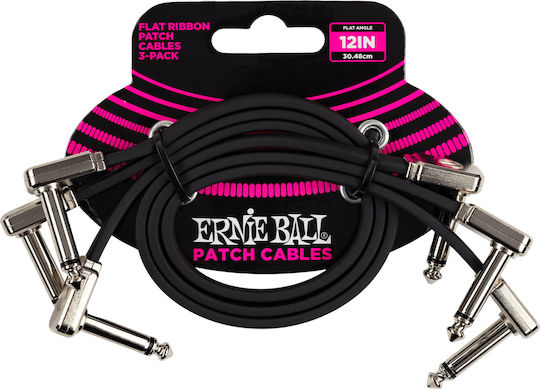 Ernie Ball Flat Ribbon Patch Cable 6.3mm male - 6.3mm male 0.3m 3pcs (NAKM08EB00029)
