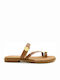 Ragazza Leather Women's Flat Sandals in Tabac Brown Color