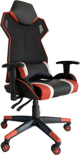 Fylliana D-01 Artificial Leather Gaming Chair with Adjustable Arms Black/Red