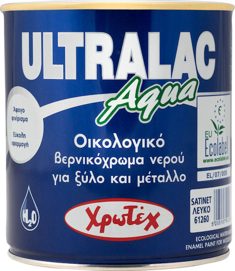 Χρωτέχ Βερνικόχρωμα Οικολογική Νερού Ultralac Aqua 0.375lt Λευκό Σατινέ