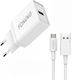 Foneng с USB-A порт и кабел USB-C Бял (K300T)